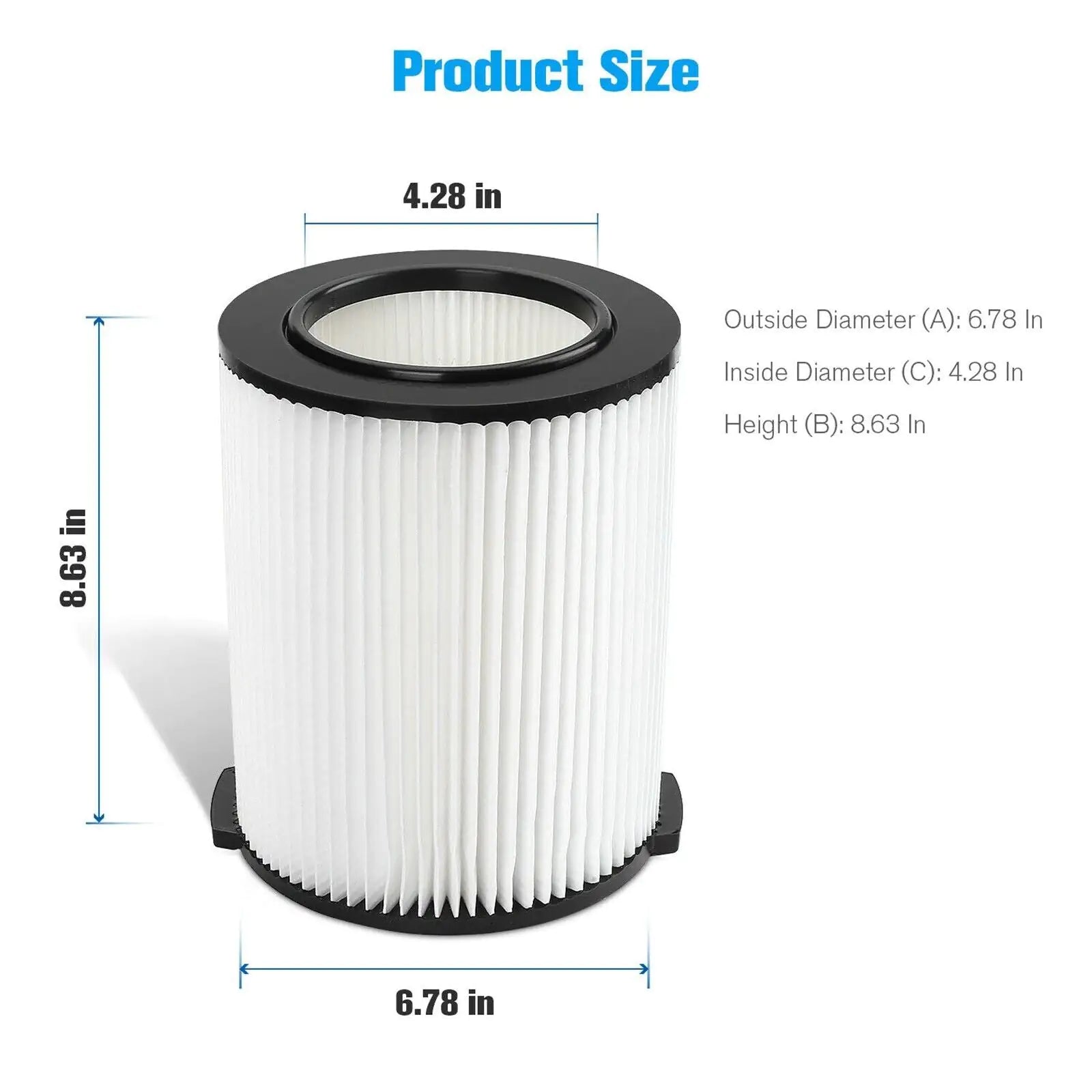 VF4000 Replacement RIDGID Wet/Dry Washable Vacuum Garage Shop Vac Pleated Filter Anti Spier