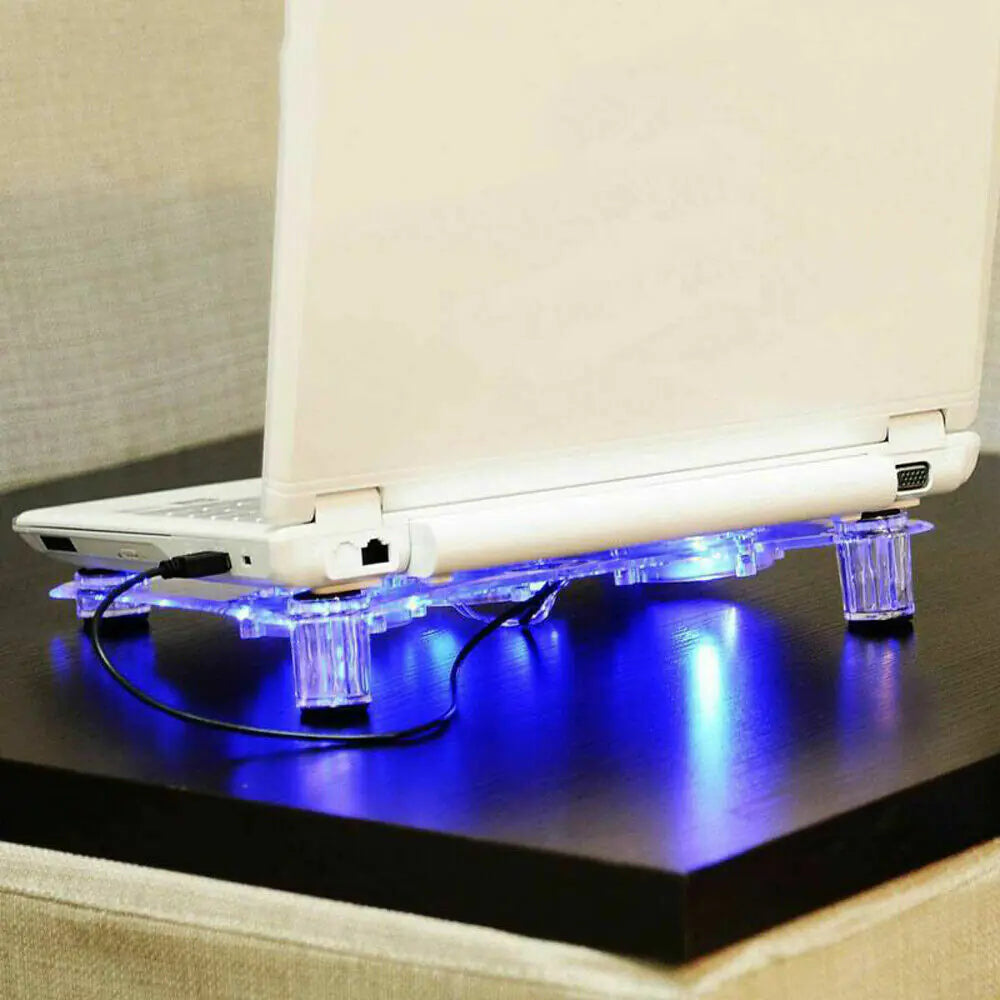 3 Fans USB Cooler Cooling Pad Stand LED Light Radiator For Laptop PC Notebook Anti Spier
