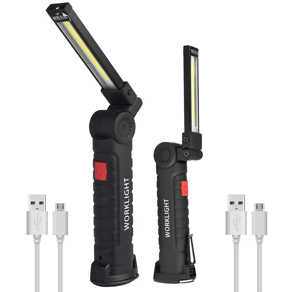 Rechargeable LED COB Work Light Mechanic Flashlight Lamp Magnetic Base Bright Anti Spier