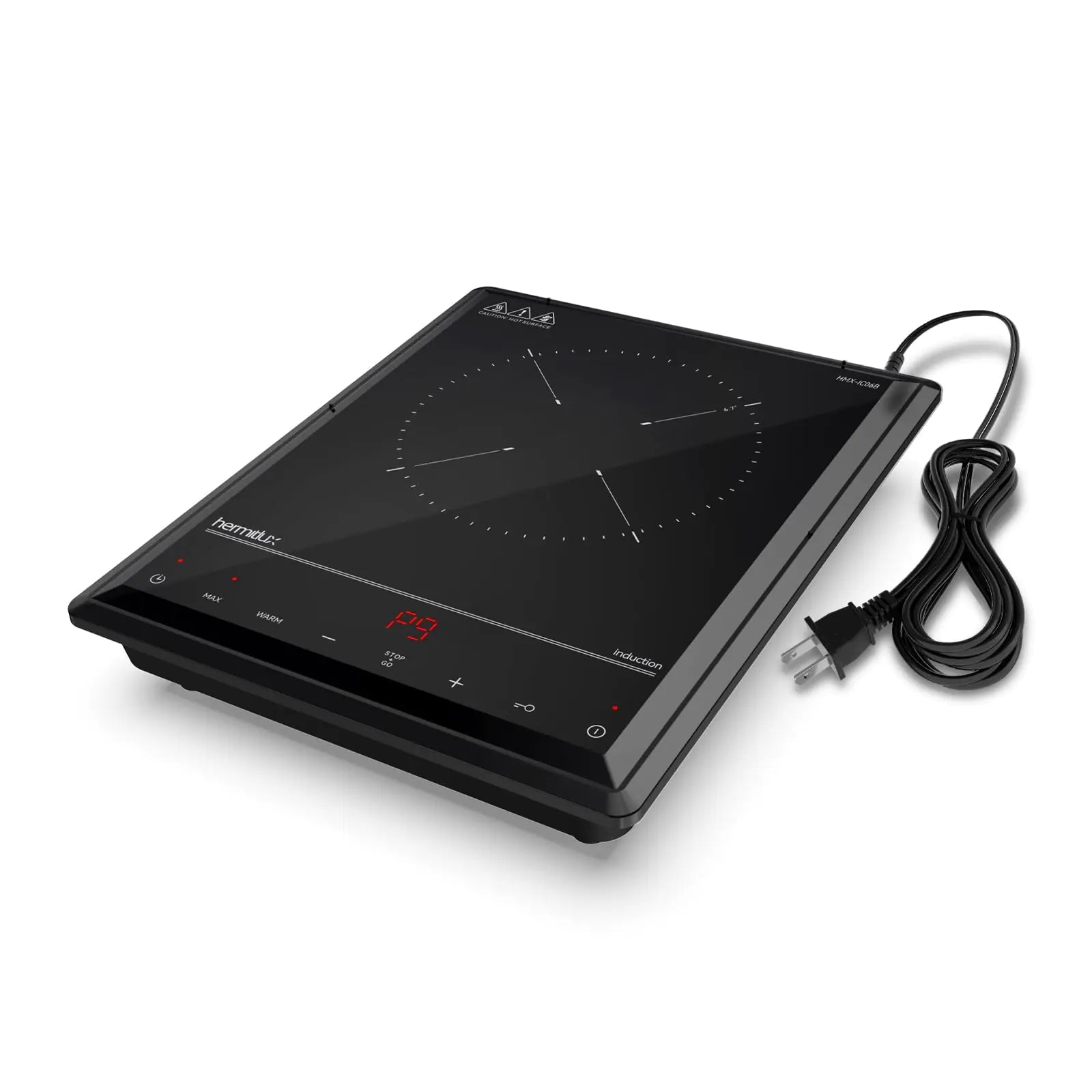 Hermitlux Induction Cooktop 1800W Fast Heating Portable Hot Plate 9 Power Levels Induction Burner with Easy Clean Glass Sensor Touch & Child Lock Anti Spier