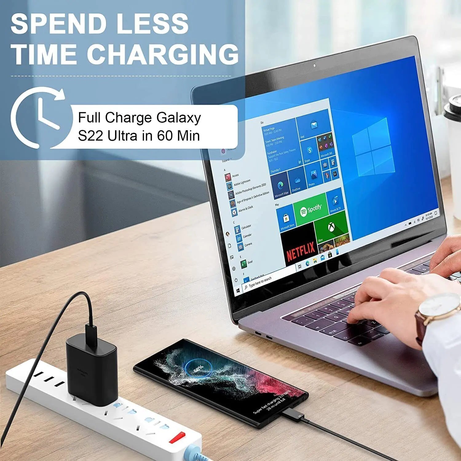 45W USB-C Super Fast Wall Charger + 6FT Cable For Samsung Galaxy S20 S21 S22 S23 Anti Spier