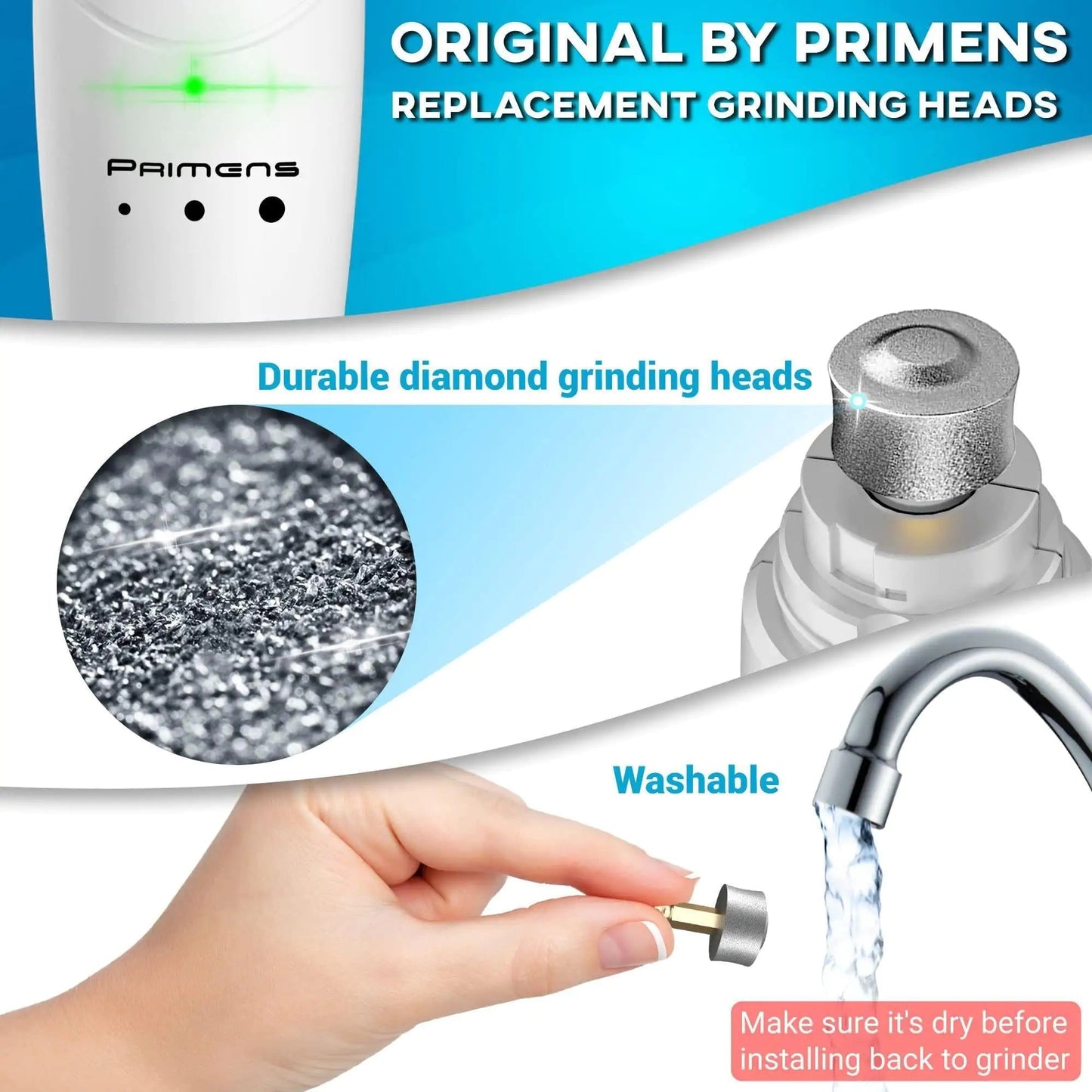 Primens Professional Dog Nail Grinder Replacement Head Pack of 3 Bits Tip Anti Spier