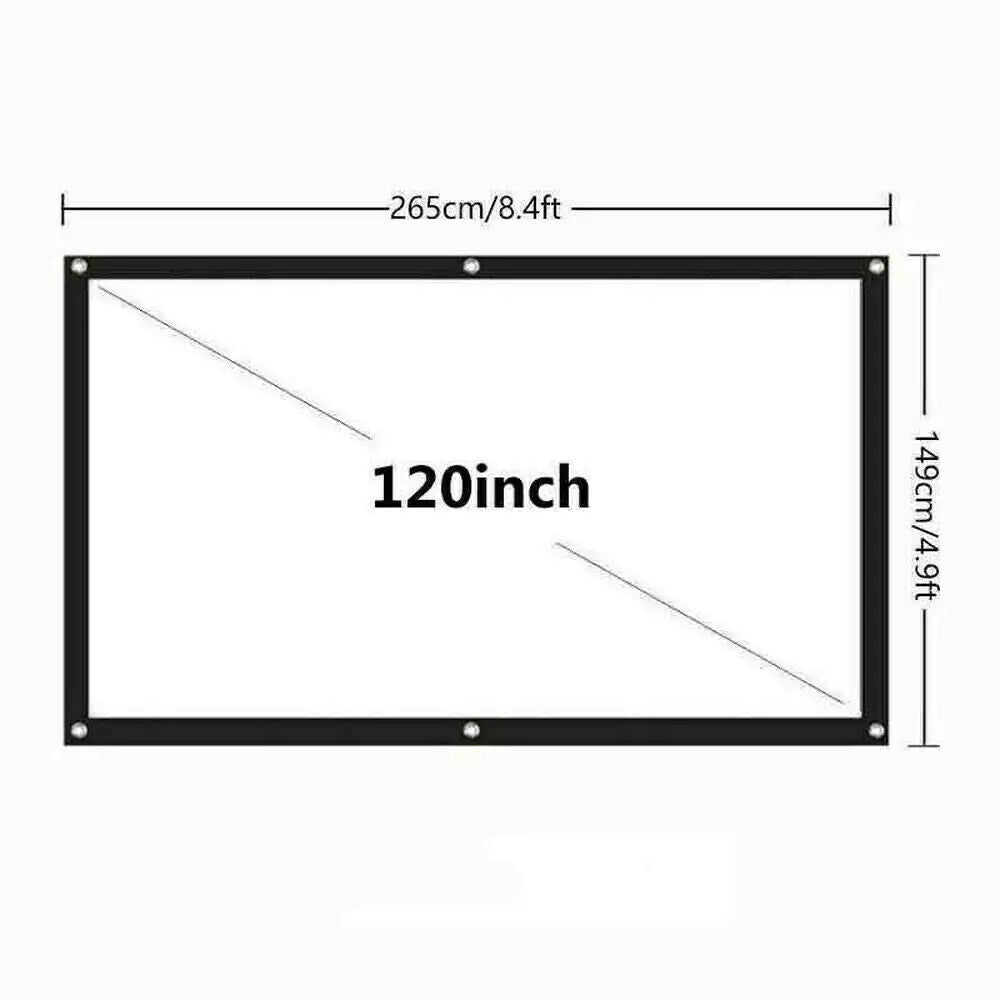 Portable Foldable Projector Screen 16:9 HD Outdoor Home Cinema Theater 3D Movie Anti Spier