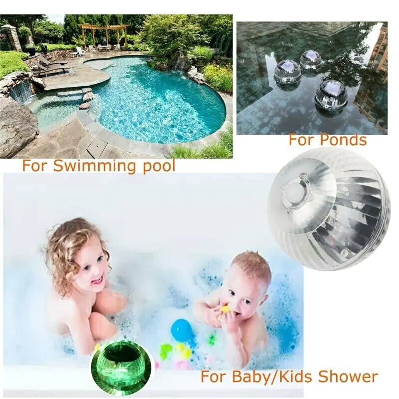 Outdoor Solar LED Floating Light Garden Pond Pool Lamp Rotating RGB Color Change Anti Spier