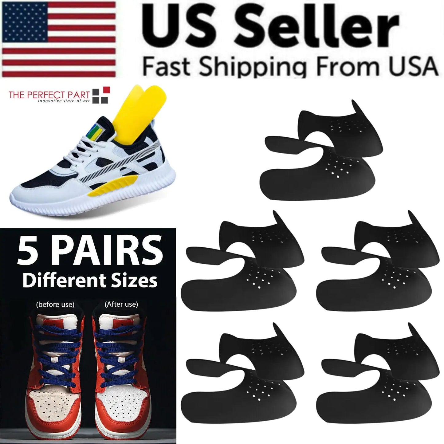 5 Pairs Shoe Protector Anti Crease Force Fields Cover Toe Cap Creasing Decreaser Anti Spier