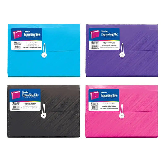 Translucent 7-Pocket Letter Size Poly Expanding File - 1pc Random Color Anti Spier