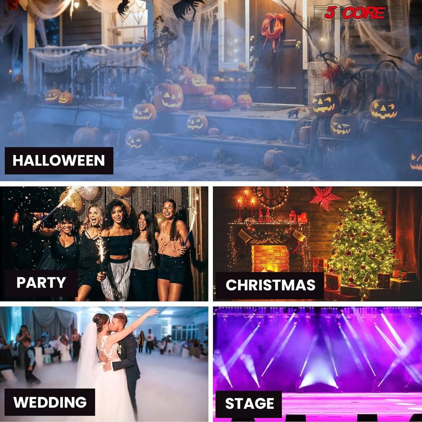 5Core Fog Smoke Machine 1200W Low Lying Indoor Outdoor 1L Fog Maker with LED Lights Anti Spier
