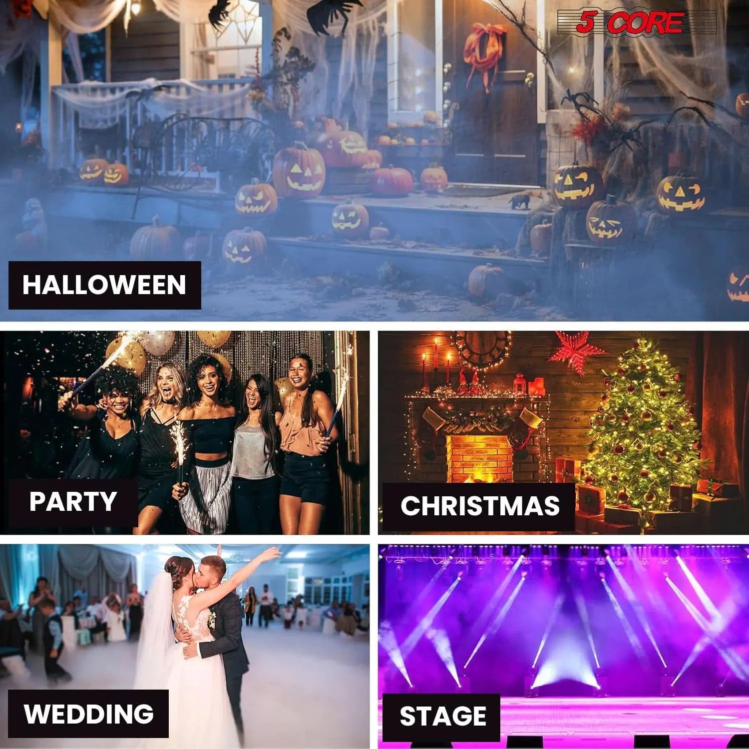 5Core Fog Smoke Machine 1200W Low Lying Indoor Outdoor 1L Fog Maker with LED Lights Anti Spier