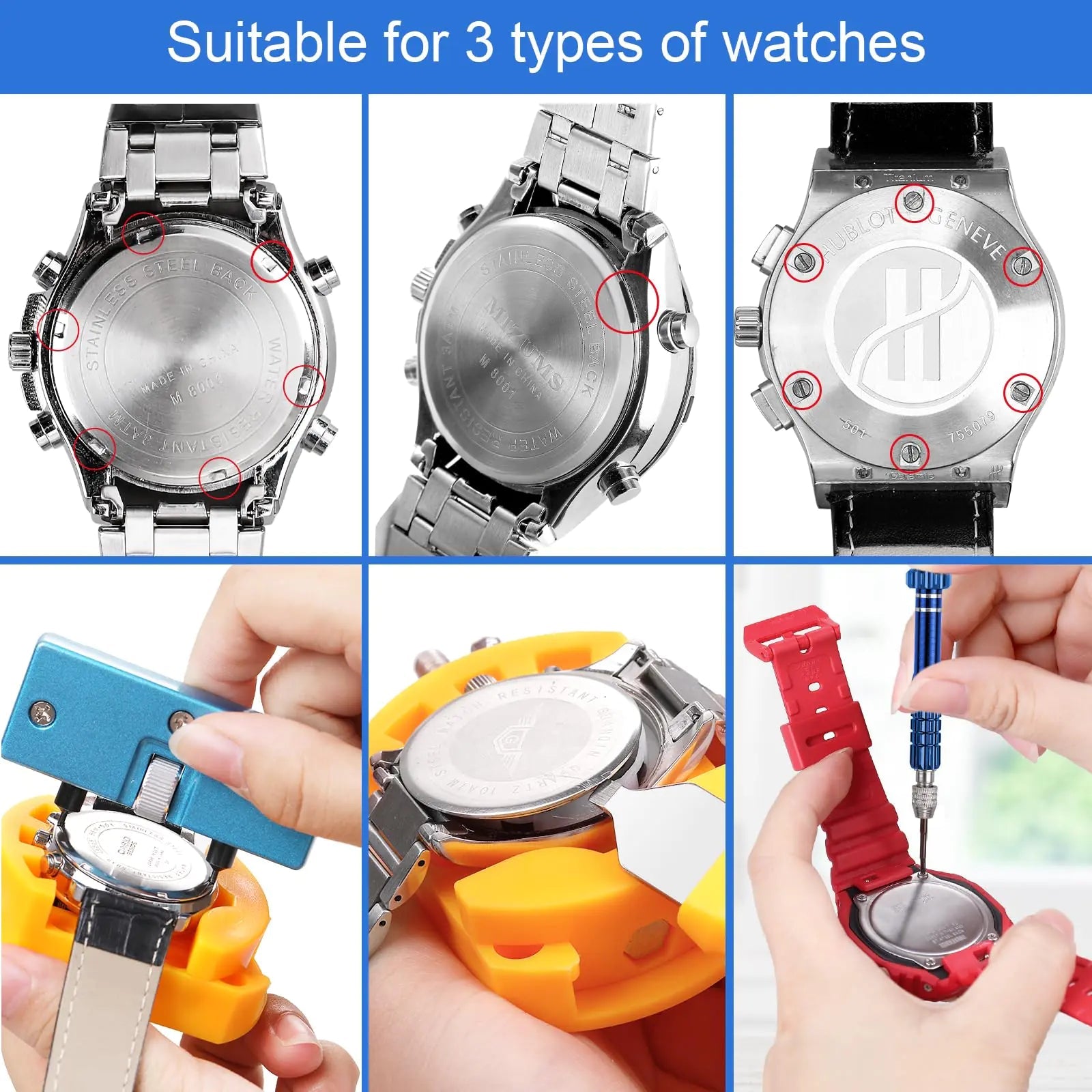 JOREST Watch Repair Kit, for Watch Battery Replacement & Watch Link Removal and Resizing & Watch Opener, Watch Repair Screwdriver Set, Watch Wrench Back Remover, Watch Cleaning, Spring Bar Tool Anti Spier