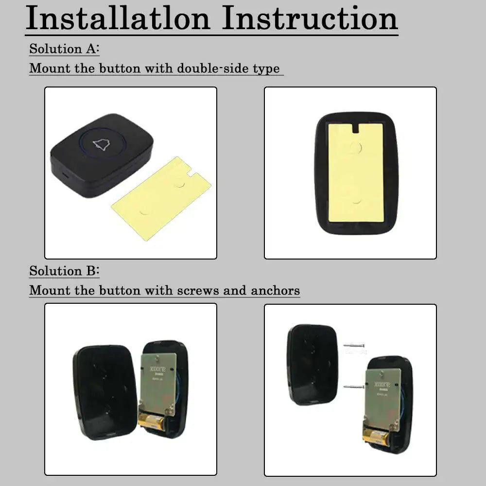 Wireless Doorbell Chime Waterproof Plugin Receiver Adjustable Volume 1000FT Kit Anti Spier