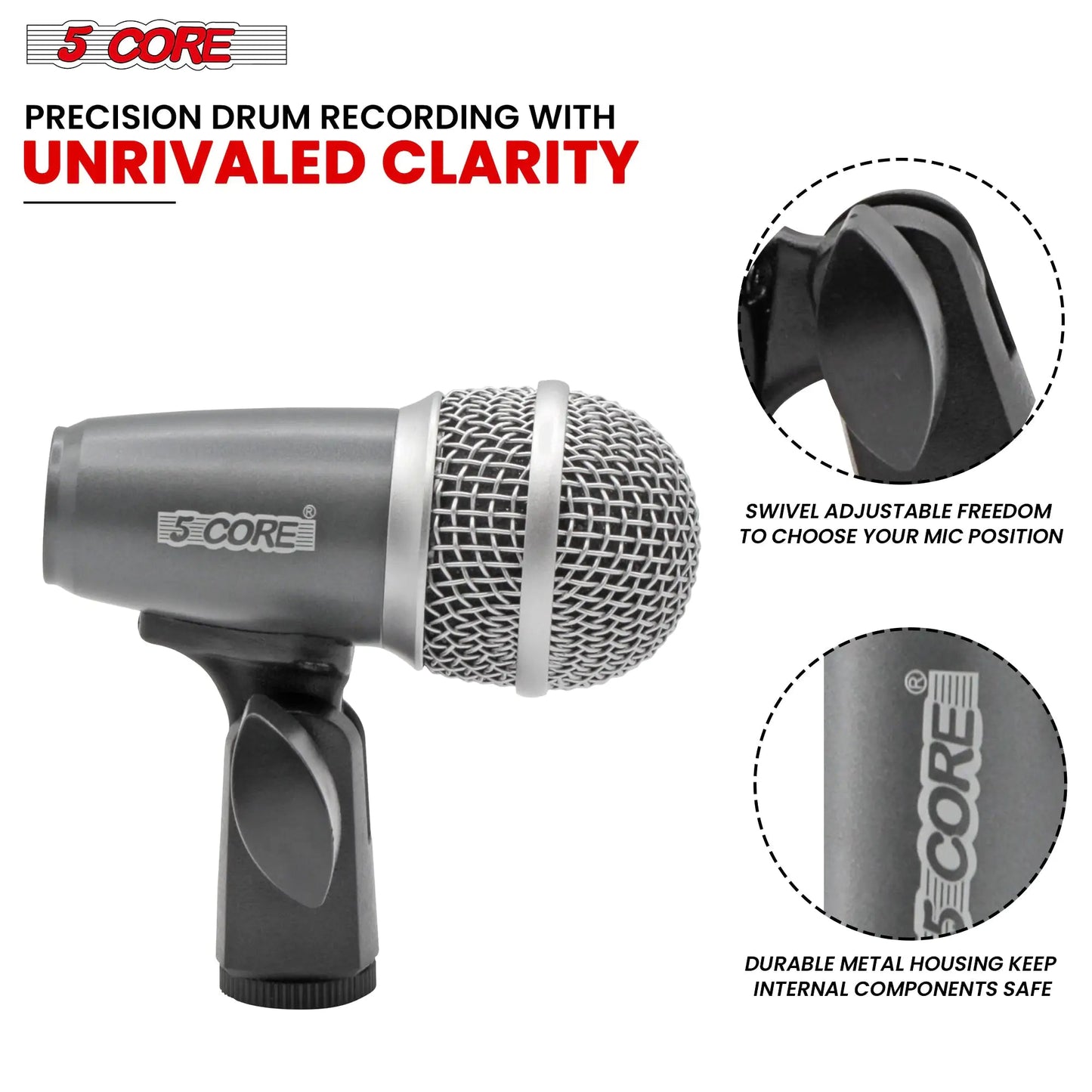 5Core Tabla Microphone Set Uni-Directional XLR Kick Snare Bayan Dayan Instrument Mic Anti Spier