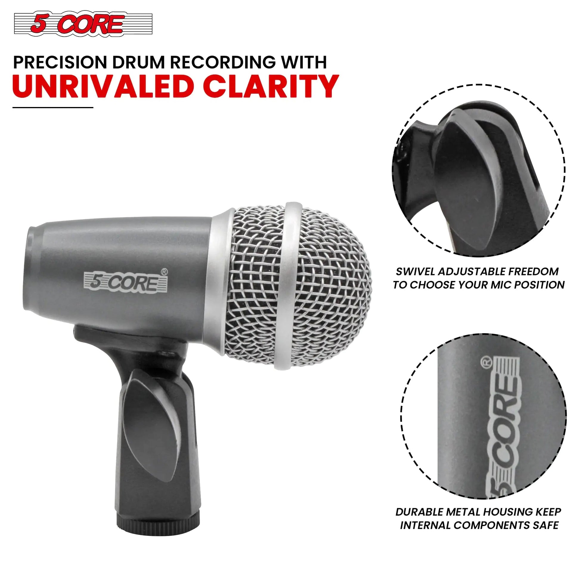 5Core Tabla Microphone Set Uni-Directional XLR Kick Snare Bayan Dayan Instrument Mic Anti Spier