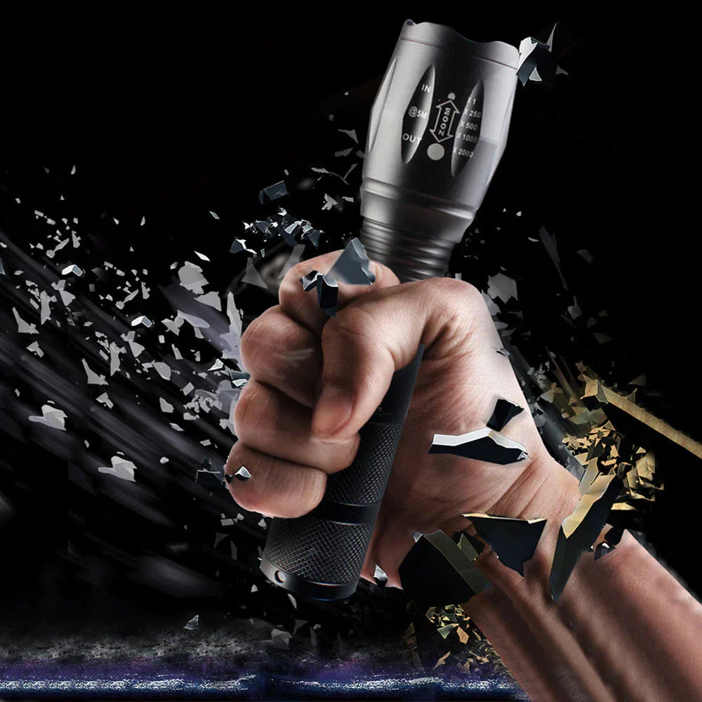 Super-Bright 90000LM LED Tactical Flashlight 5 Modes Zoomable Torch Searchlight Anti Spier