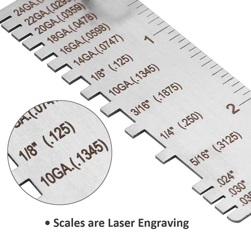 2PCS Thickness Gage Sheet Metal Gauge Measuring Tool Wire Gauge Stainless Steel Anti Spier