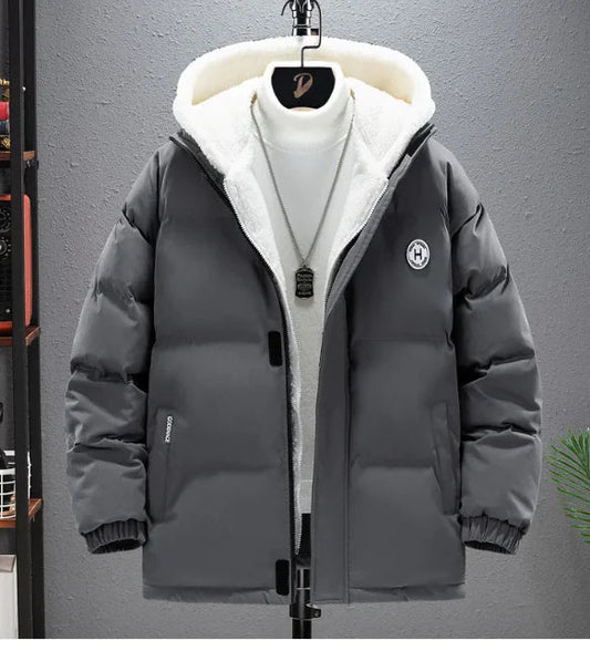 Berber Fleece Coat Cotton-padded Coat Men's Fake Two Pieces Hooded Cotton Jacket Thick Warm Anti Spier