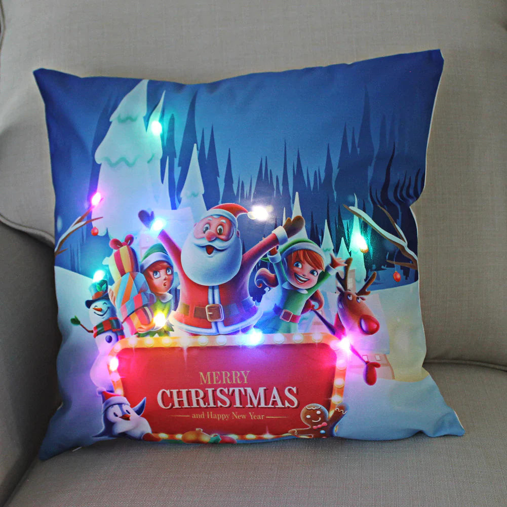 Super Soft Plush Christmas LED Lantern Pillowcase Anti Spier