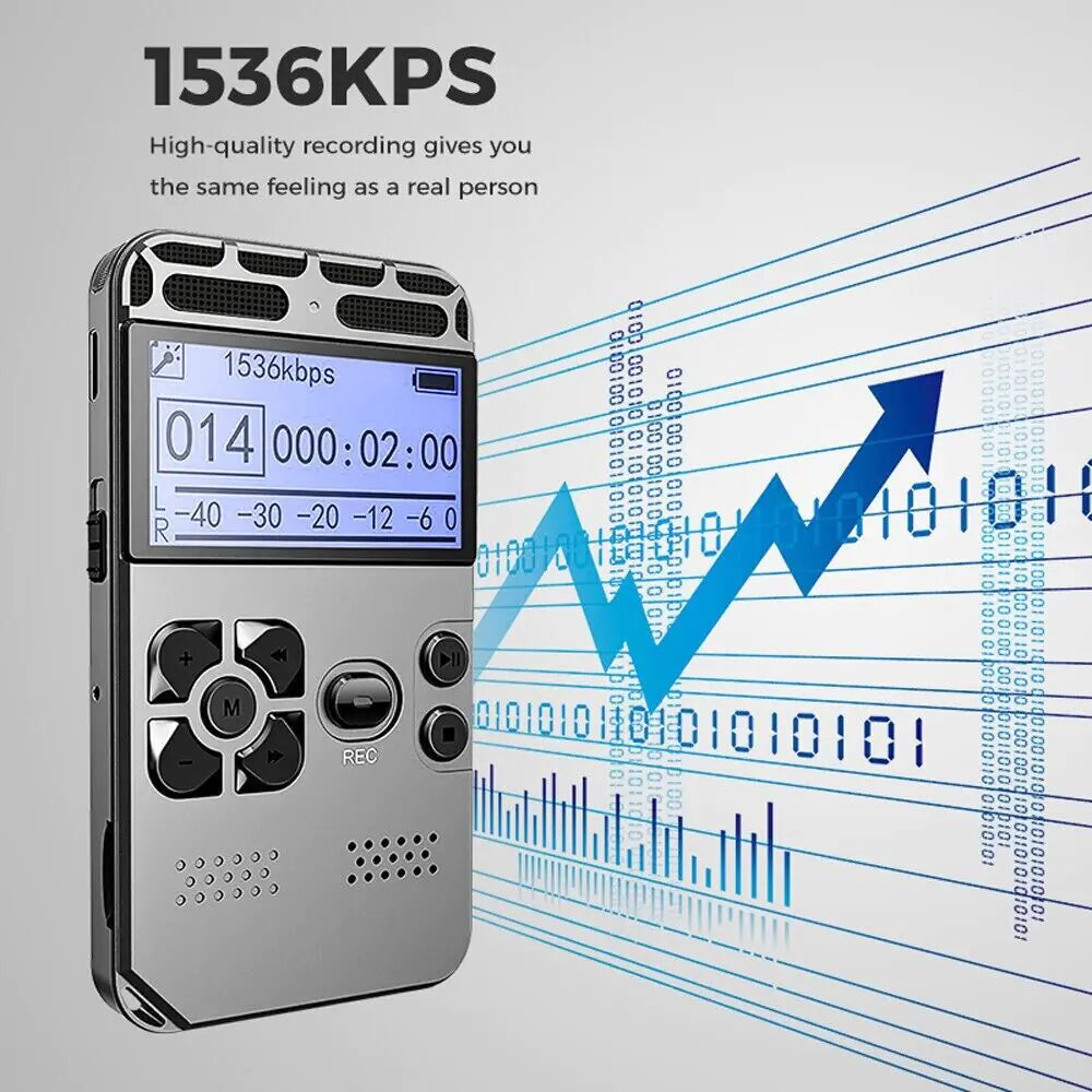 64GB Rechargeable LCD Digital Audio Sound Voice Recorder Dictaphone MP3 Player Anti Spier