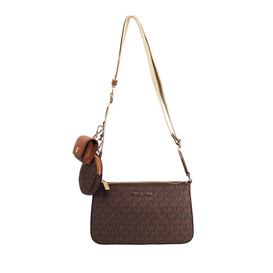 Michael Kors Jet Set Brown PVC Tech Crossbody Bag Anti Spier