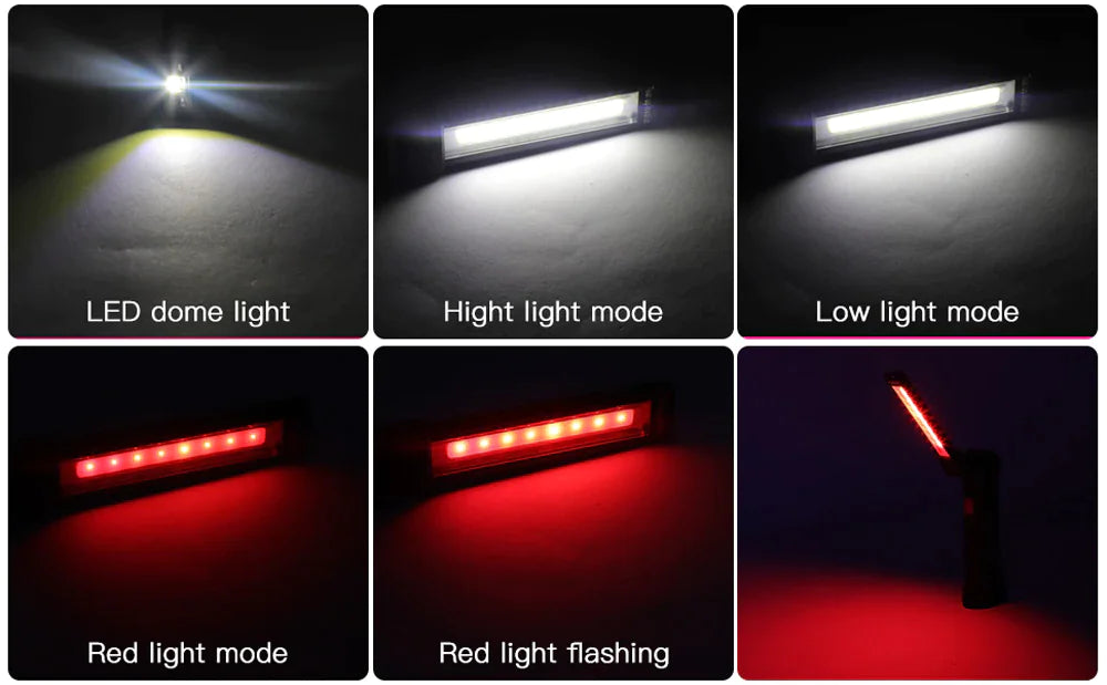 Rechargeable LED COB Work Light Mechanic Flashlight Lamp Magnetic Base Bright Anti Spier