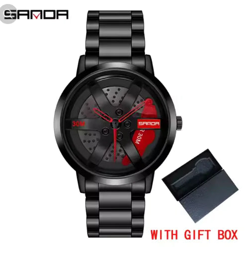 Men's 3D Car Wheel Sports Watch - Waterproof Quartz Anti Spier