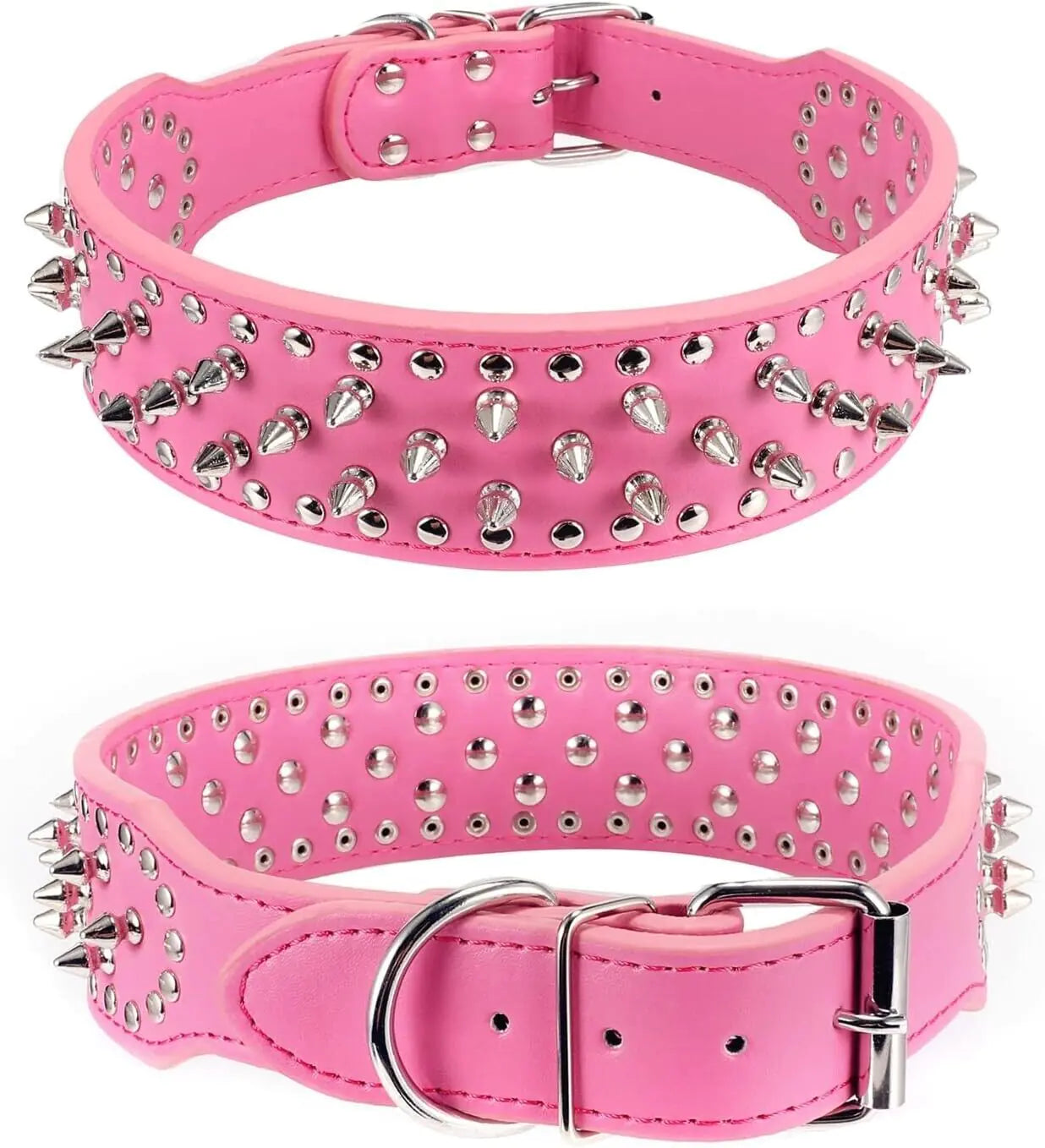 Spiked Studded Leather Dog Collar Rivets Pet Small Large Cat Pit Bull Adjustable Anti Spier