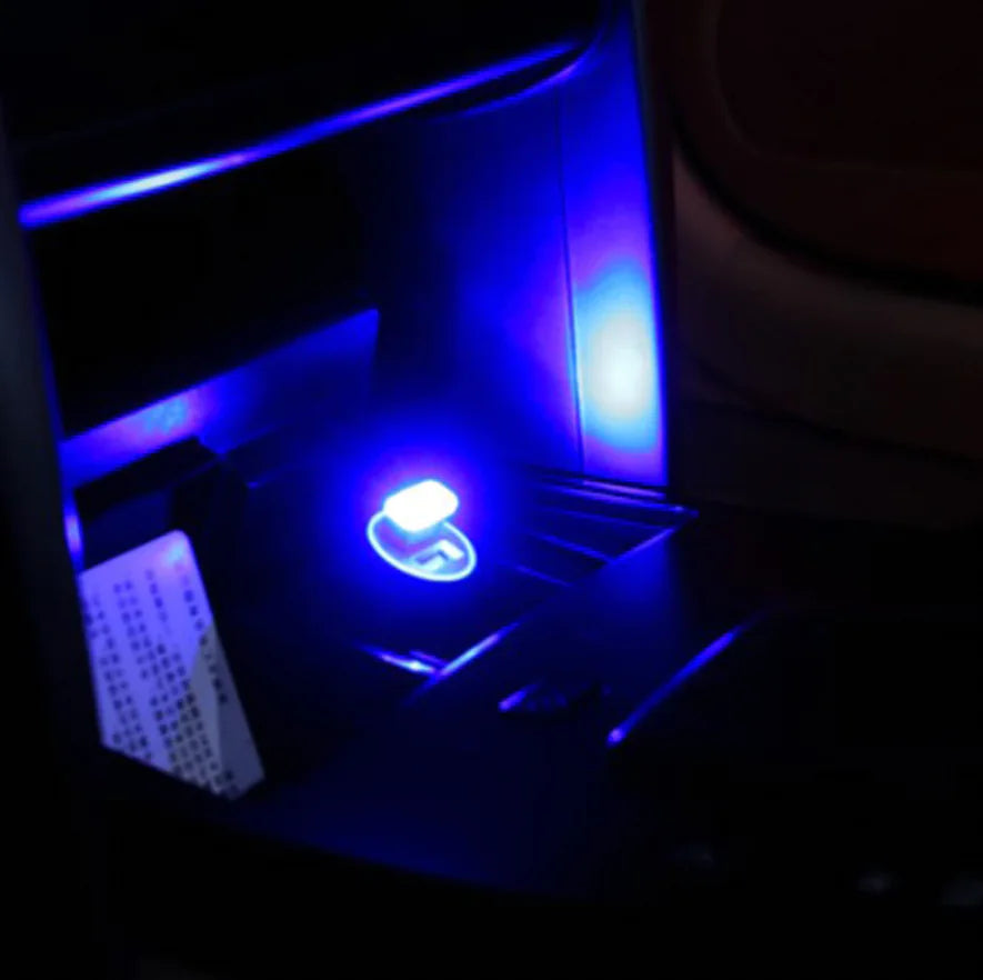 3x Mini Blue LED USB Car Interior Light Neon Atmosphere Ambient Lamp Accessories Anti Spier