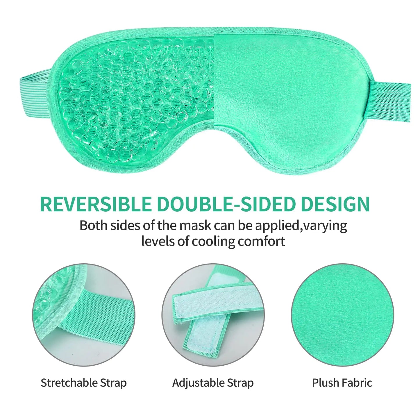 2PCS Gel Eye Mask Reusable Hot Cold Therapy Gel Bead Eye Mask for Puffiness /Dark Circles/Eye Bags /Dry Eyes/Headaches/Migraines/Stress Relief, Cooling Eye Mask Hot/Cold Compress Eye Mask (Green) Green Anti Spier