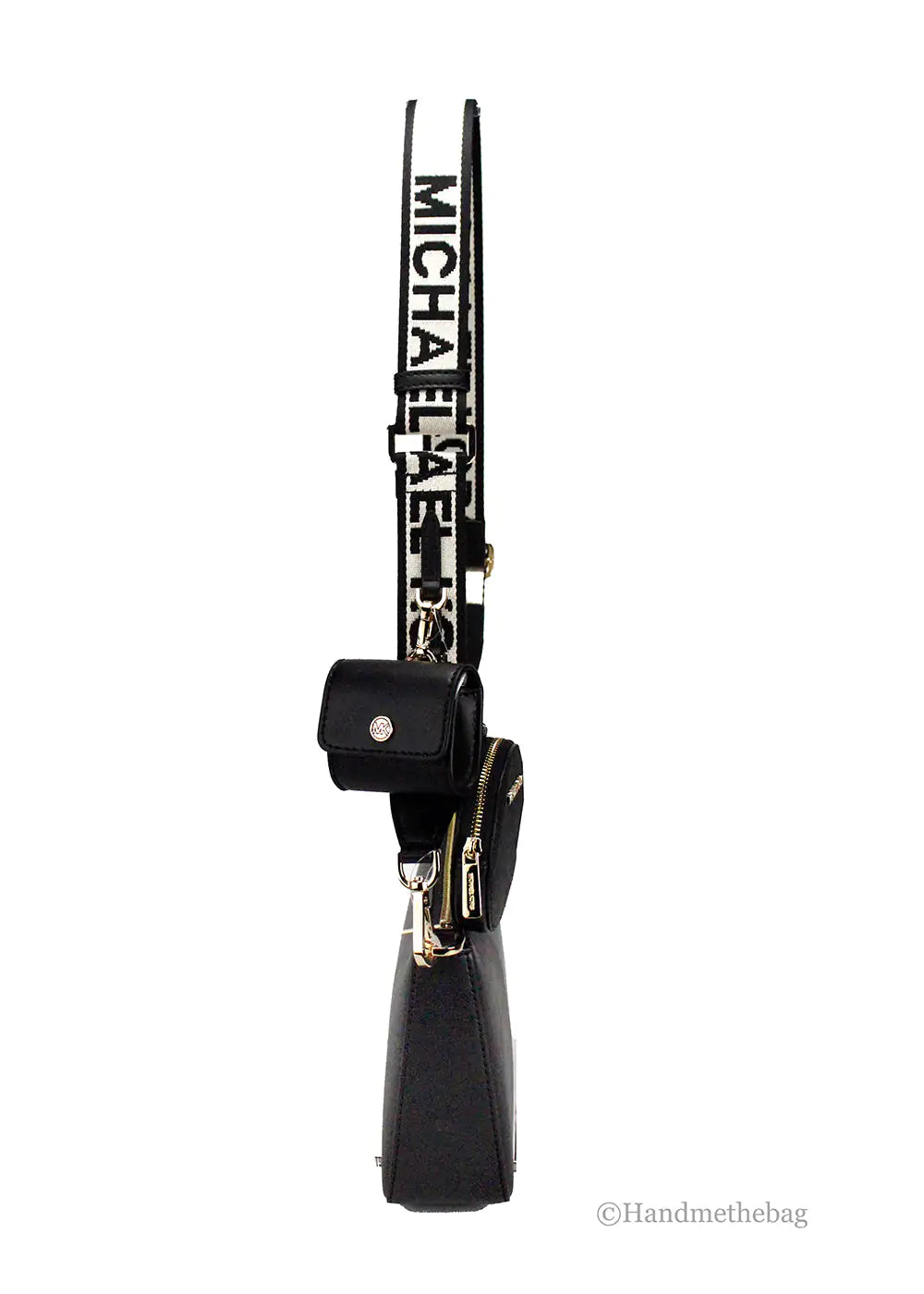 Michael Kors Jet Set Black Leather Tech Crossbody Bag Anti Spier