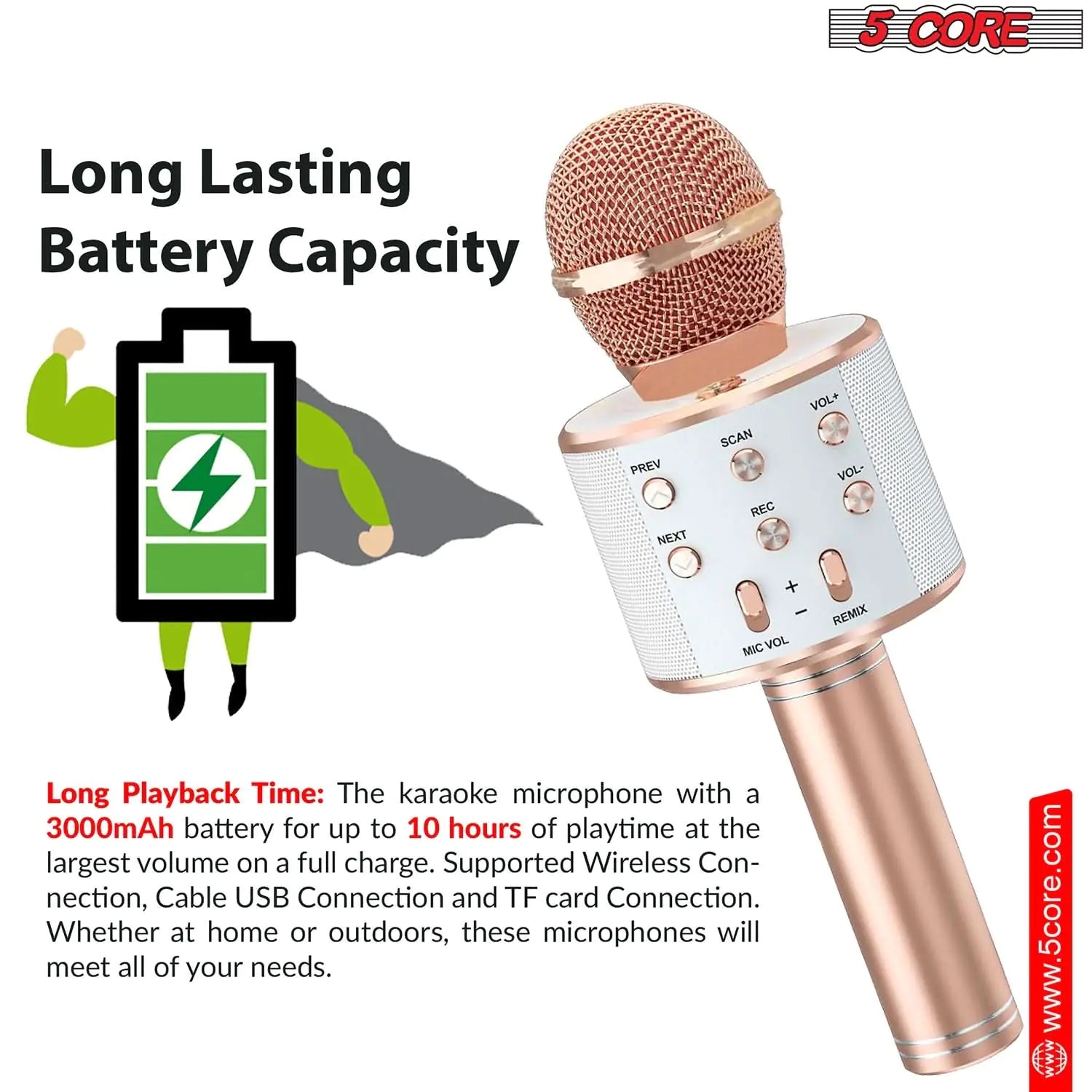 5Core Wireless Karaoke Microphone Bluetooth Mic Portable Handheld Microfonos Inalambricos Anti Spier