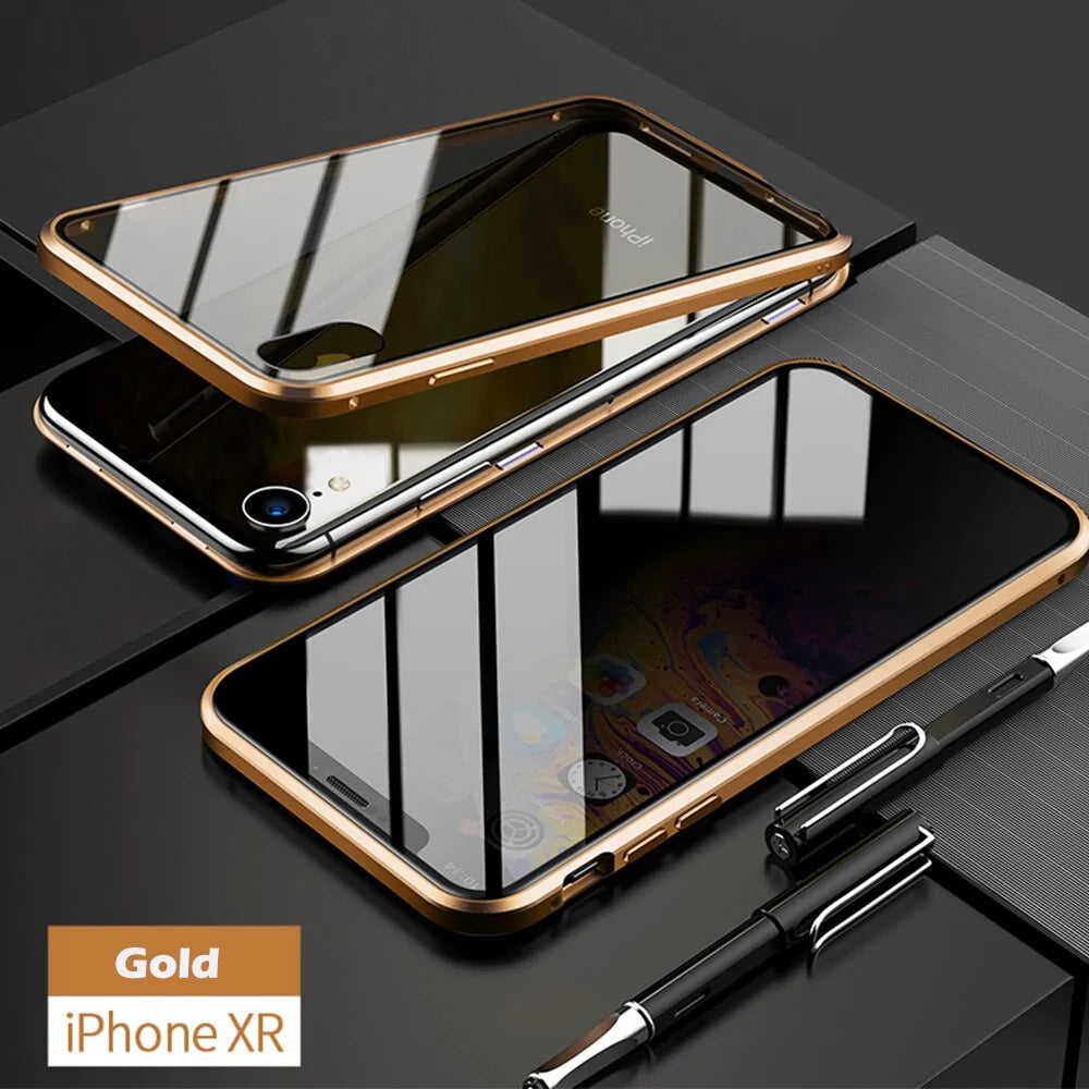 Anti-Peep Magnetic Metal Phone Case For iPhone Anti Spier
