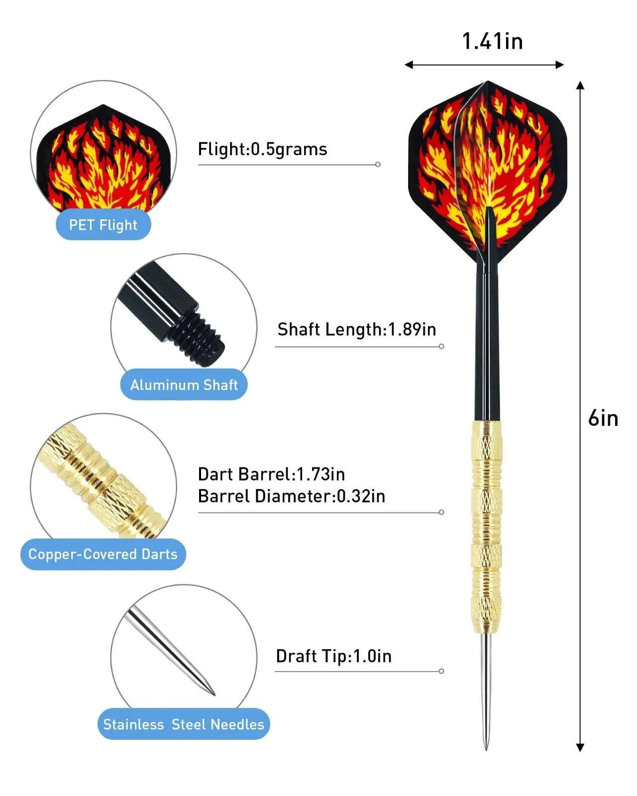 5 Sets (15Pcs) Steel Tip Professional Darts Set Darts Slim Barrel Dart Flights Anti Spier