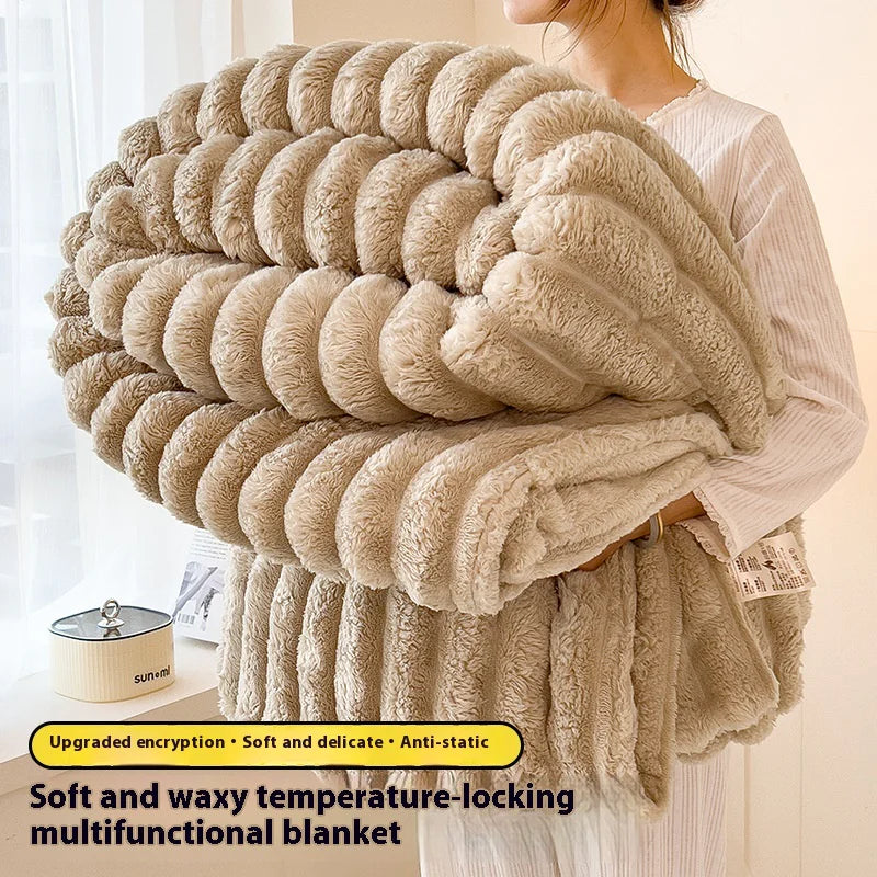 Faux Rabbit Fur Velvet Blanket Anti Spier