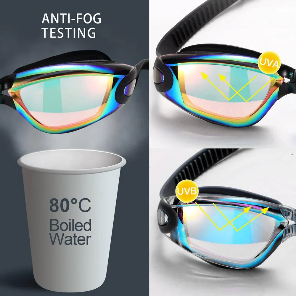 Clear Comfortable Swimming Goggles UV- Anti-Fog Swim Glasses Mirror Adult & Kids Anti Spier