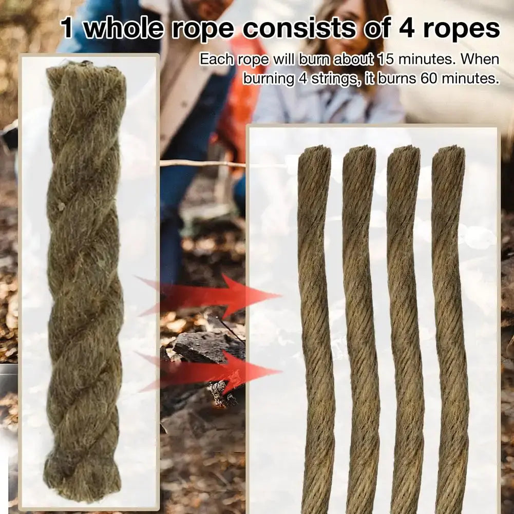 Tinder Rope Survival Fire Starter Waterproof Wax Rope For Hiking Anti Spier