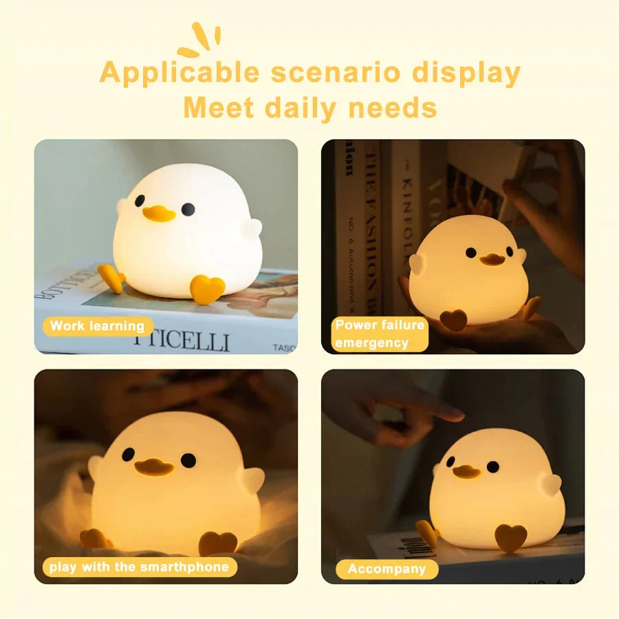Doudou Duck Silicone Night Light Anti Spier