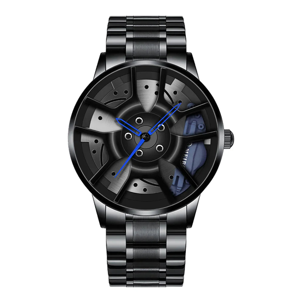 Men's Vacuum Plating Wheel Style Quartz Watch Anti Spier