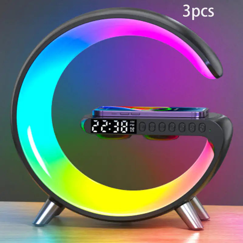 New Intelligent G Shaped LED Lamp Bluetooth Speake Wireless Charger Atmosphere Lamp App Control For Bedroom Home Decor Anti Spier