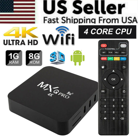 MXQ Pro 4K Ultra HD 64Bit Wifi Android 7.1 Quad Core Smart TV Box Media Player Anti Spier