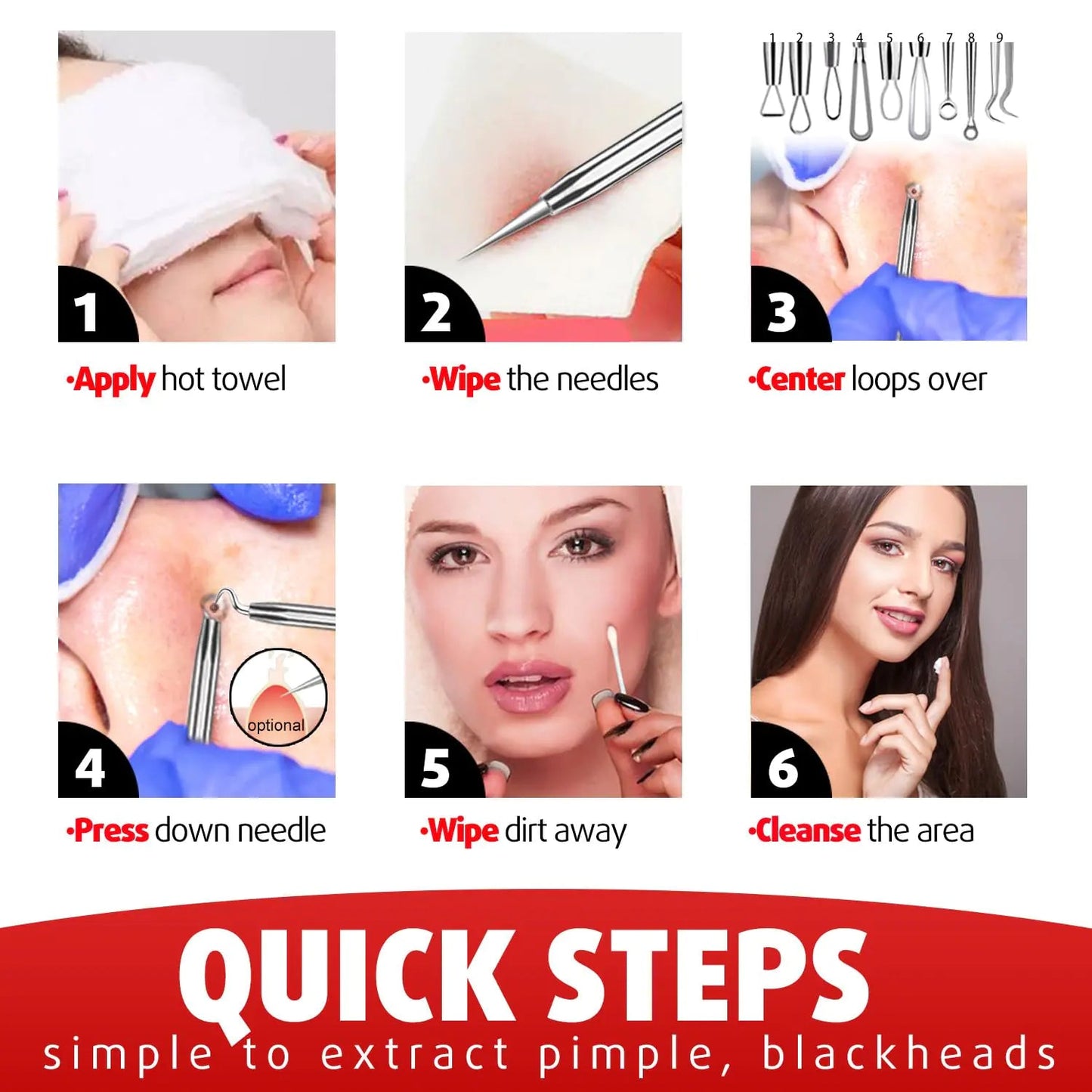 Cbiumpro Blackhead Remover Tools, Pimple Popper Tool Kit, Blackhead Extractor Tool, Zit Popper Tool, Professional Pimple Extractor Tool for Blackhead, Acne, Whitehead, Comedone on Nose - with Case Pimple Popper Tools 6 Pack - Cool Black Anti Spier