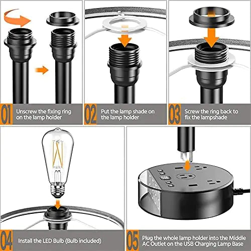 Bedside Table Lamp Alarm Clock Charging - 3 Brightness Level Anti Spier