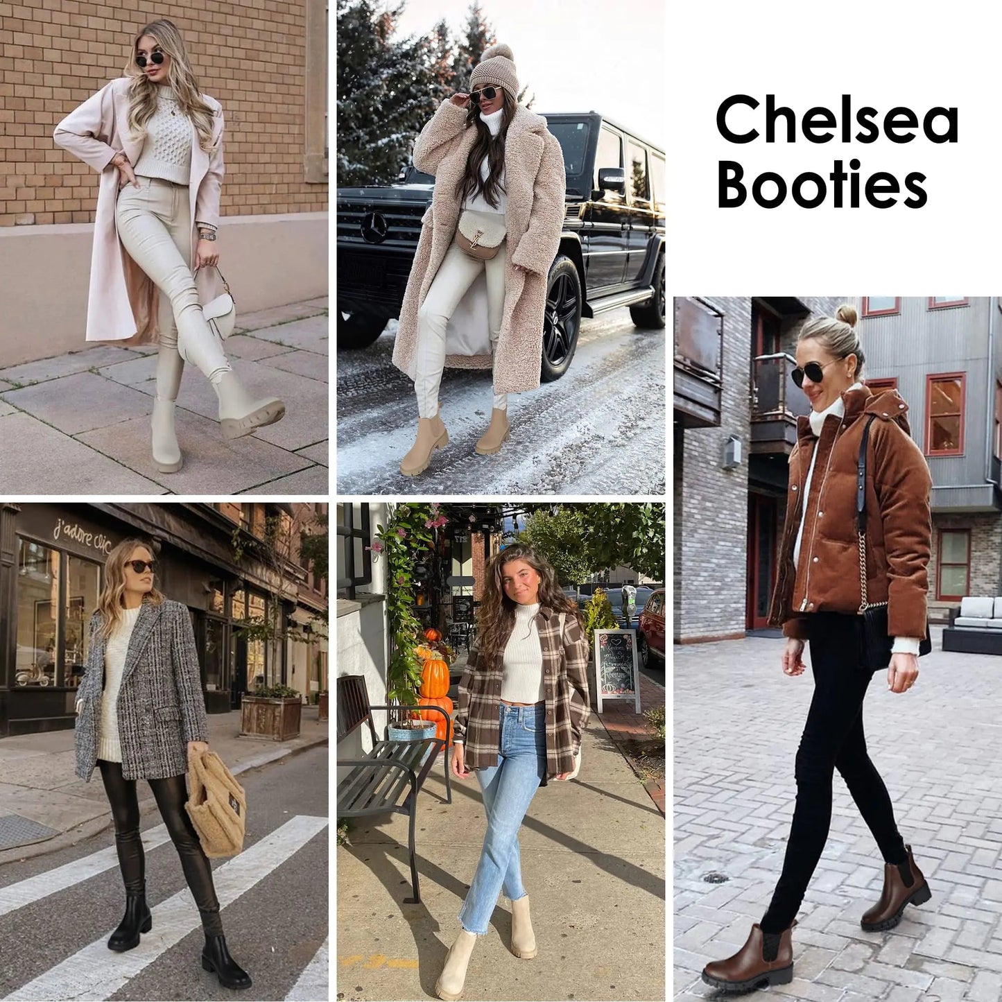 Athlefit Women's Chelsea Boots Fashion Lug Sole Chunky Heel Slip on Elastic Ankle Booties 10 Apricot Anti Spier