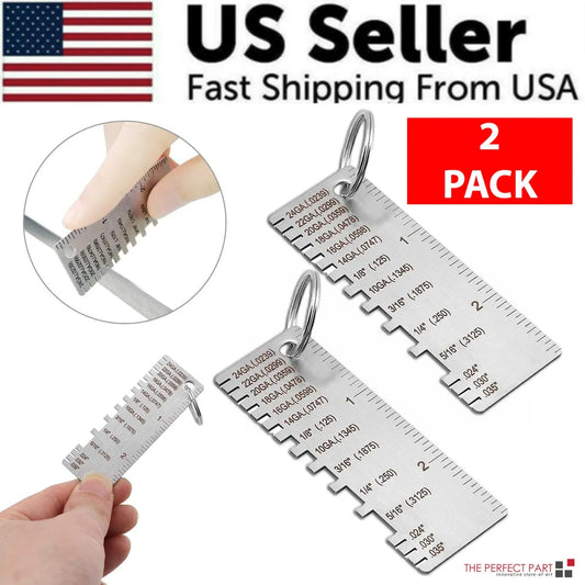 2PCS Thickness Gage Sheet Metal Gauge Measuring Tool Wire Gauge Stainless Steel Anti Spier