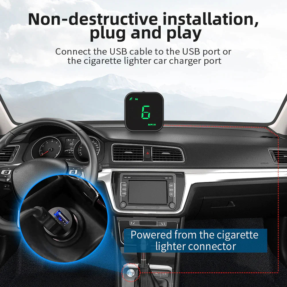 Digital Car HUD GPS Speedometer Head Up Display MPH KMH Compass Overspeed Alarm Anti Spier