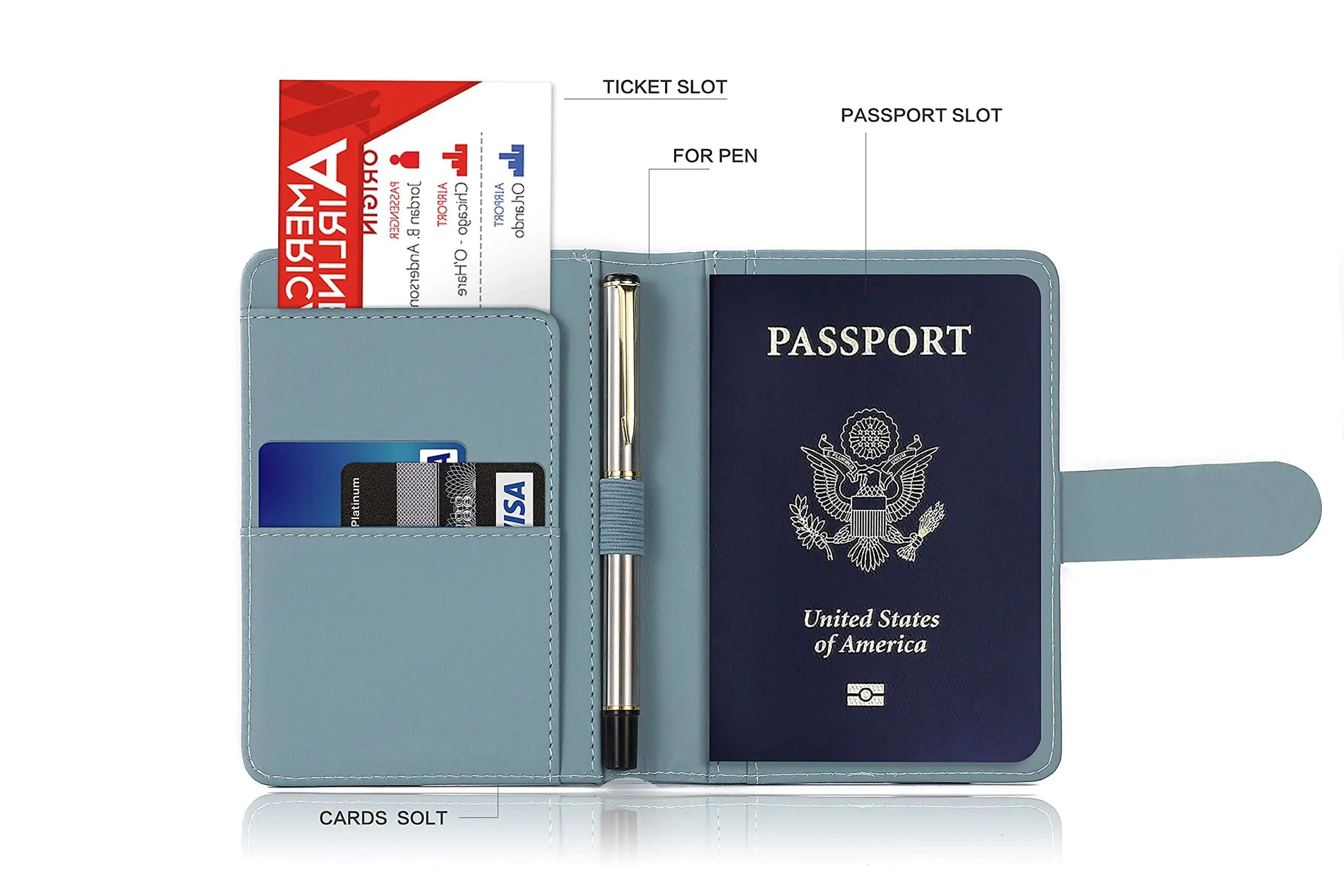 Melsbrinna Premium Leather Passport Holder Covers Case, Waterproof Rfid Blocking Travel Wallet Passport Holder with Pen Holder, Cute Passport Book for Women/Men Greyish green Anti Spier