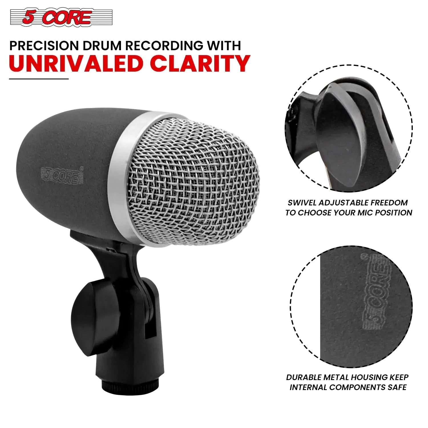 5Core Tabla Microphone Set Uni-Directional XLR Kick Snare Bayan Dayan Instrument Mic Anti Spier