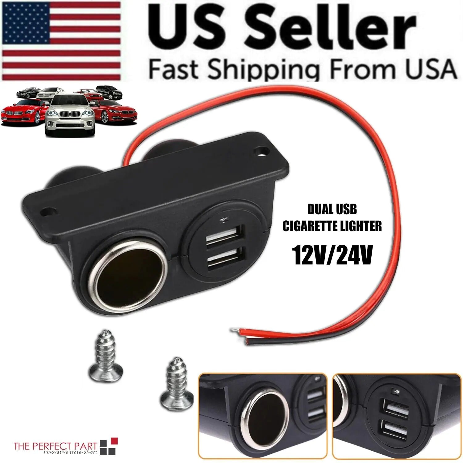 Car Cigarette Lighter Socket Splitter Dual USB Charger Power Adapter Outlet 12V Anti Spier