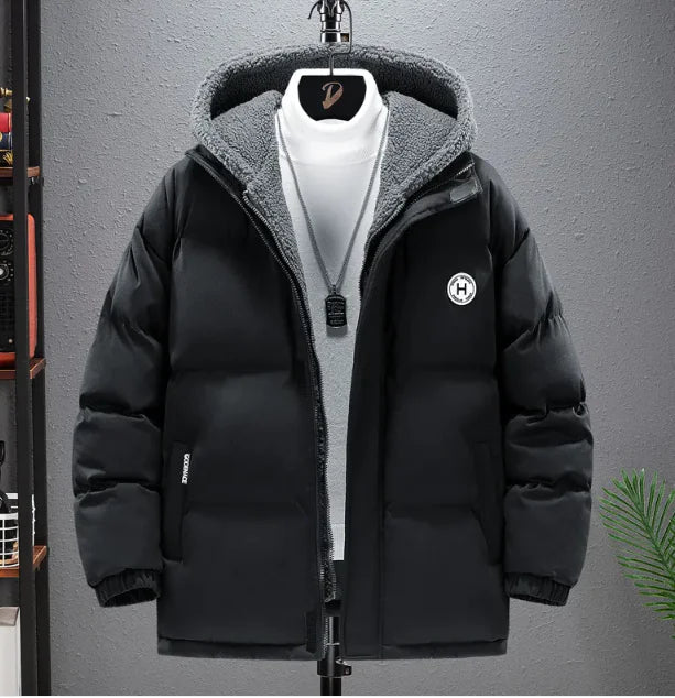 Berber Fleece Coat Cotton-padded Coat Men's Fake Two Pieces Hooded Cotton Jacket Thick Warm Anti Spier