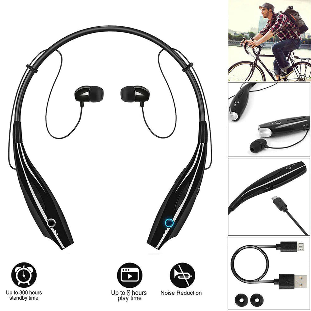 Bluetooth Neckband Wireless Headphones Mic Headset Stereo Earbuds Earphone Anti Spier