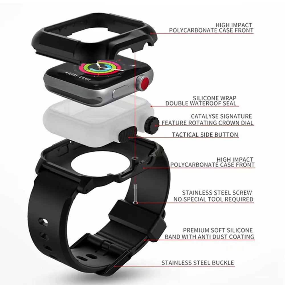 Waterproof Box Case Strap For Apple Watch Anti Spier