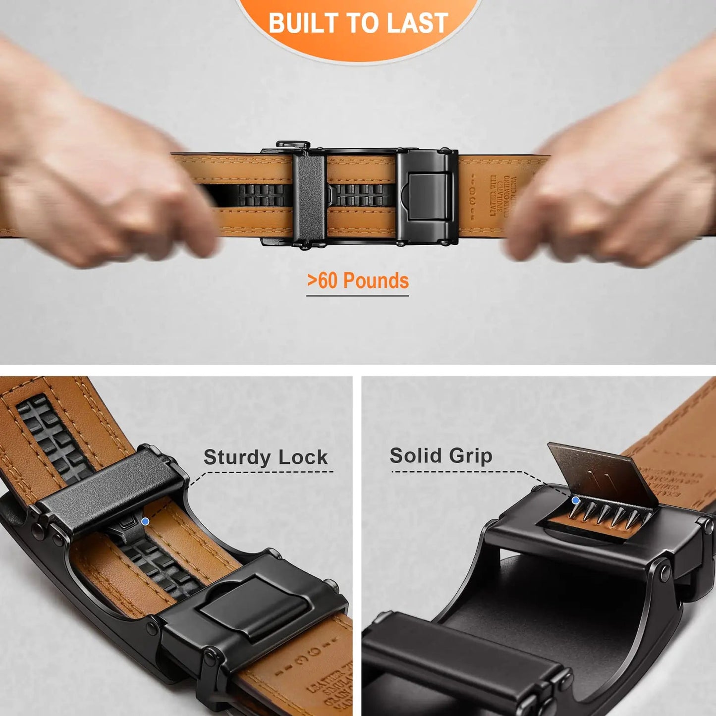 BULLIANT Men's Belt,Slide Ratchet Belt For Gift Men Dress Pant Shirt Oxfords,Trim To Fit Black847 44"-52"Waist Adjustable Anti Spier